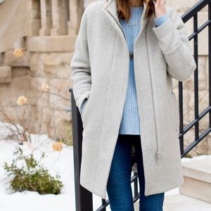J. Crew stadium cloth cocoon coat 6 light gray
